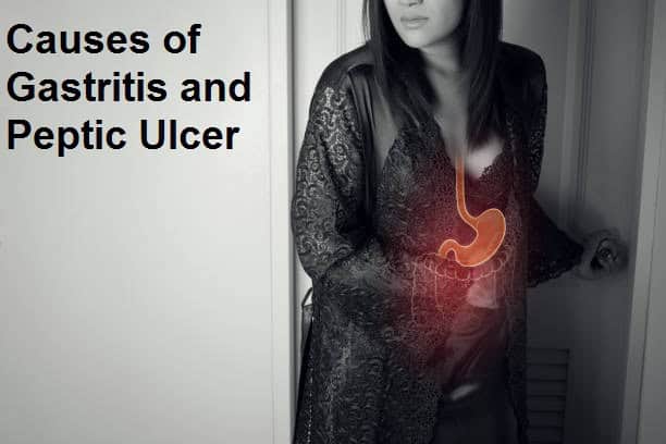 What causes gastritis and peptic ulcer
